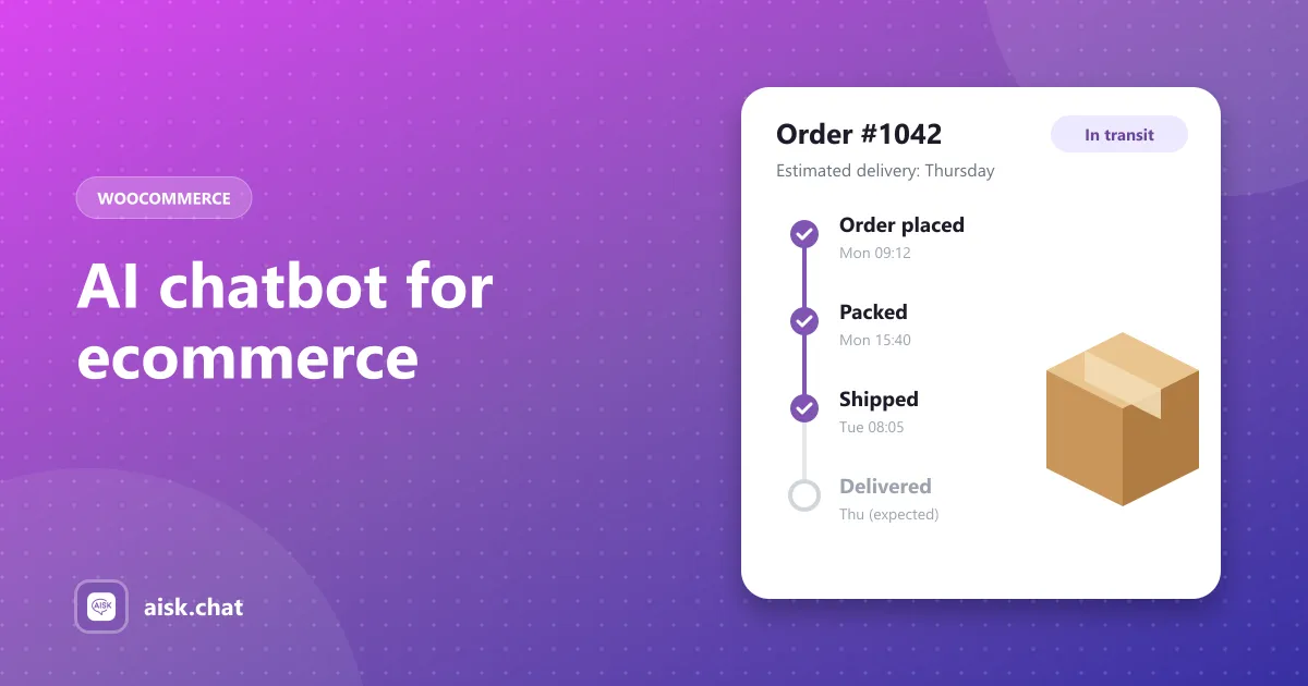AI chatbot for an ecommerce store answering a shopper