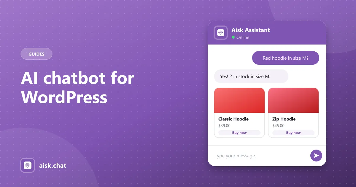 AI chatbot plugin for WordPress answering a visitor